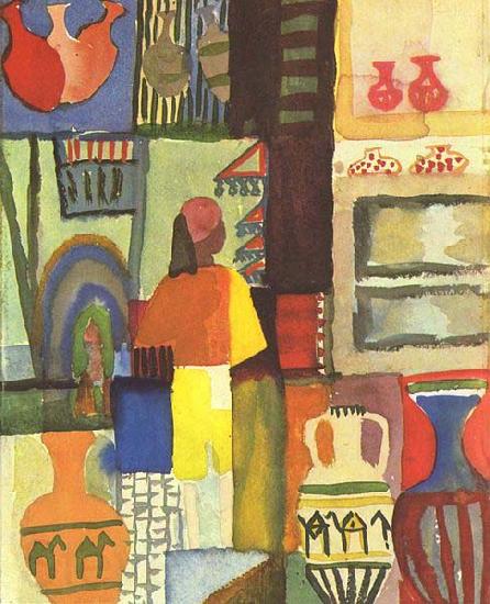 August Macke Handler mit Krugen